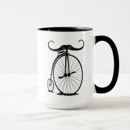 Antique High Wheel Bike Handlebar Mustache Mug