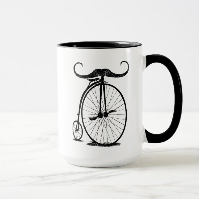 Antique High Wheel Bike Handlebar Mustache Mug (Right)