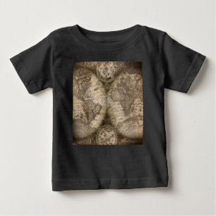 Antique Historical Old World Atlas Map Continents Baby T-Shirt