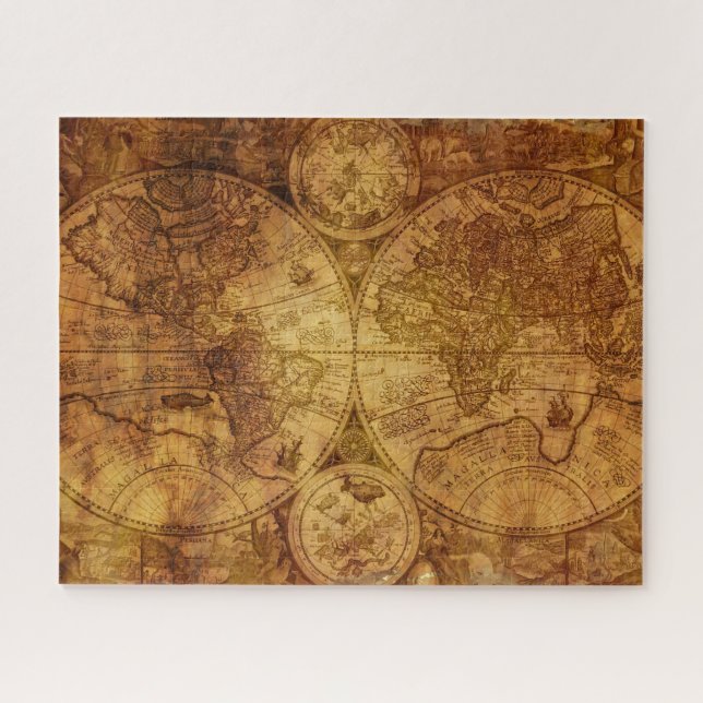 Antique Historical Old World Atlas Map Continents Jigsaw Puzzle (Horizontal)