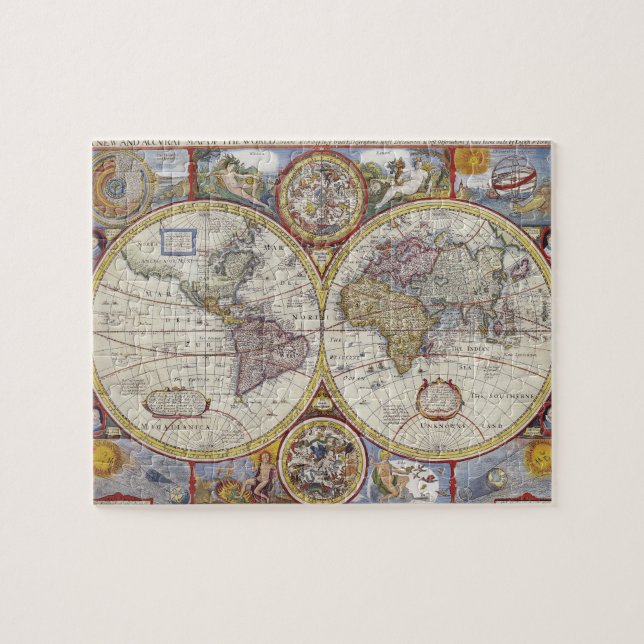 Antique Historical Old World Atlas Map Continents Jigsaw Puzzle (Horizontal)