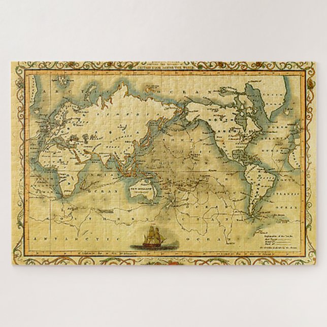 Antique Historical Old World Atlas Map Continents Jigsaw Puzzle (Horizontal)