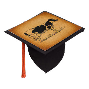 Antique Holstein Cow Farm Animal Illustration Graduation Cap Topper