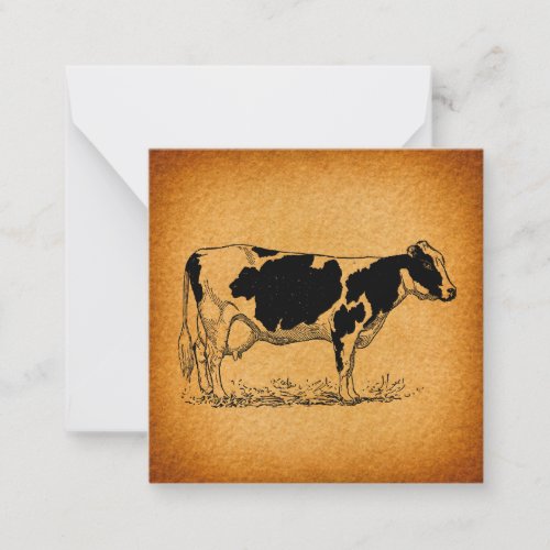 Antique Holstein Cow Farm Animal Illustration Note Card