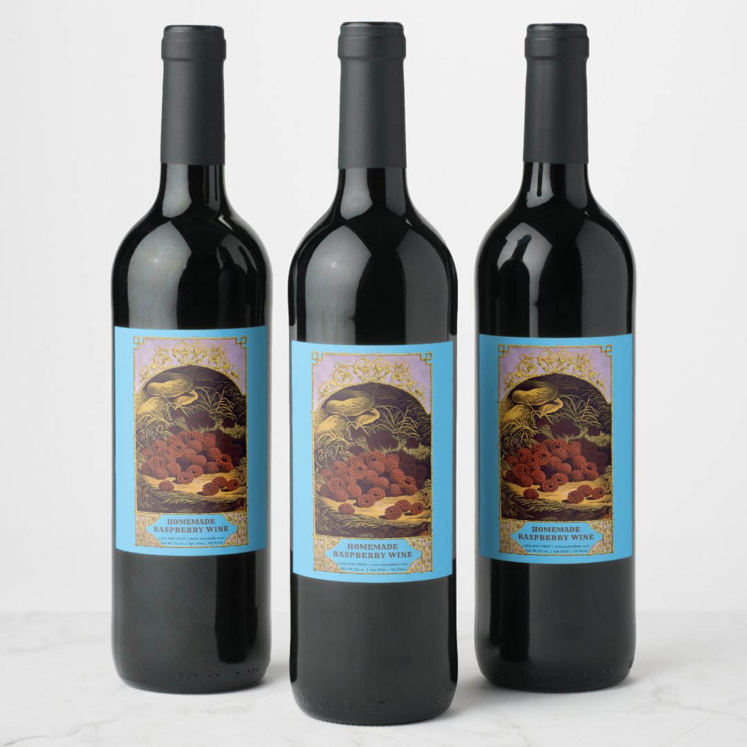 Antique Homemade Raspberry Wine Label Template | Zazzle