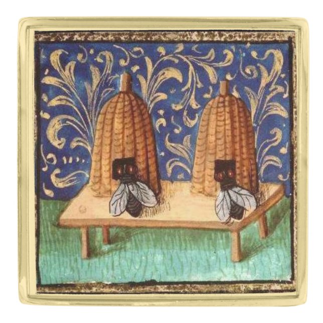 ANTIQUE  HONEY BEE, BEEKEEPER GOLD FINISH LAPEL PIN (Front)