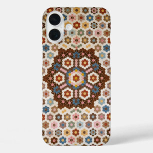 Antique Honeycomb Quilt Pattern - Folk Art Crafty iPhone 16 Plus Case