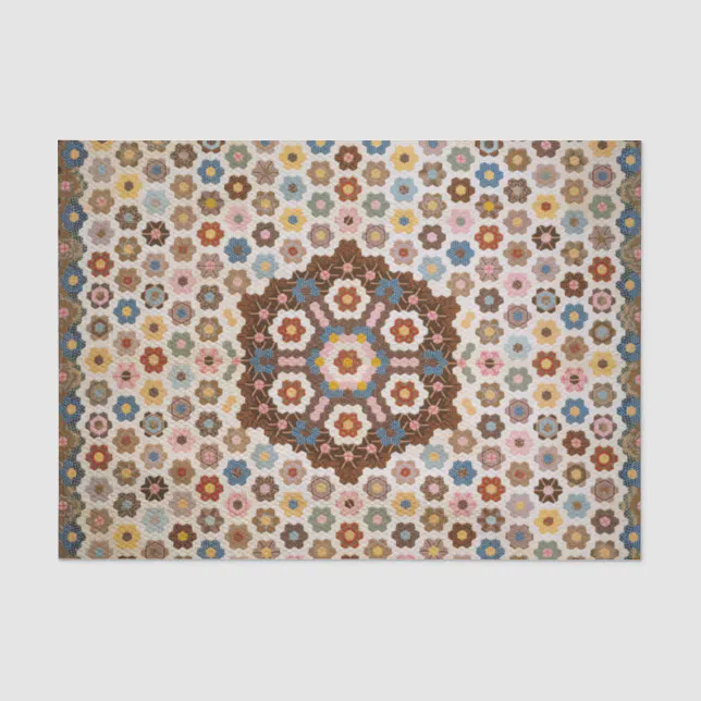 Tissue Paper Quilt Pattern Antique Honeycomb Quilt Pattern - Folk Art Crafty Tissue Paper | Zazzle