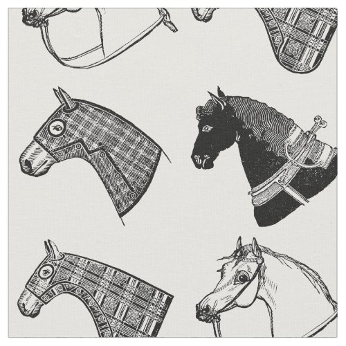 Antique Horse Art Pattern Vintage Horses Fabric