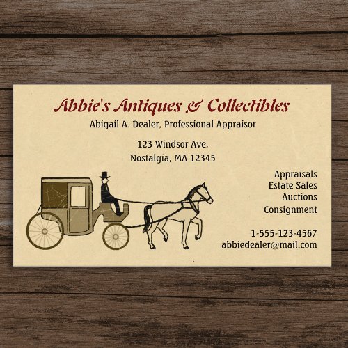 Antique Horse Drawn Carriage  Vintage Style Business Card