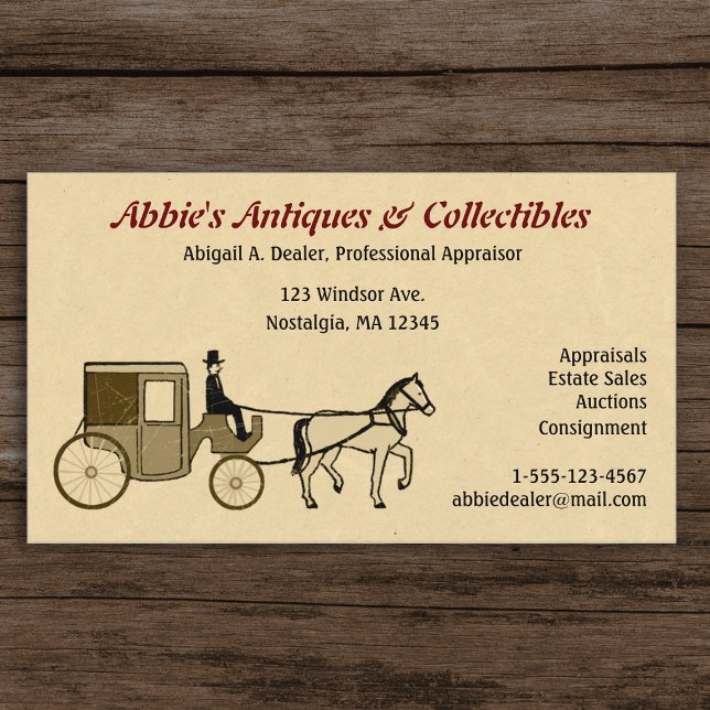 Antique Horse Drawn Carriage | Vintage Style Business Card (Creator Uploaded)