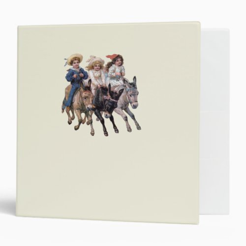 Antique horse pony children art 3 ring binder