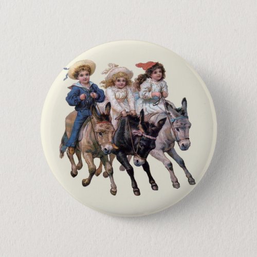Antique horse pony children art button