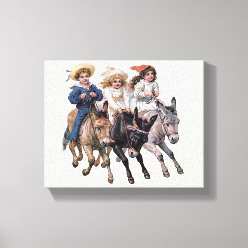 Antique horse pony children art canvas print