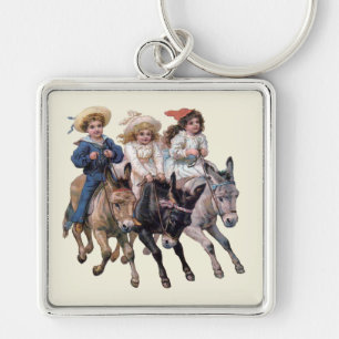 Antique horse pony children art keychain