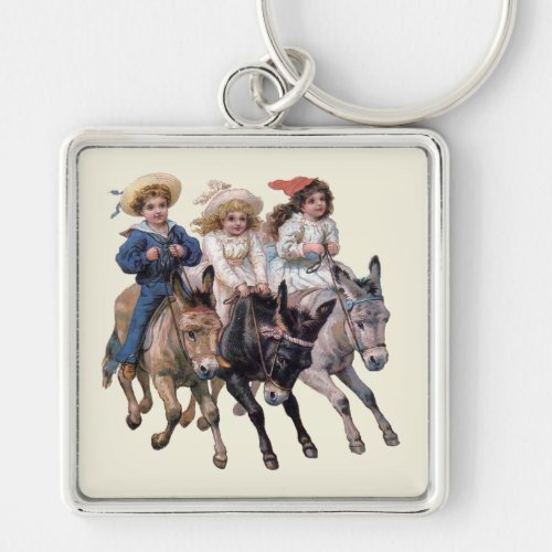 Antique horse pony children art keychain