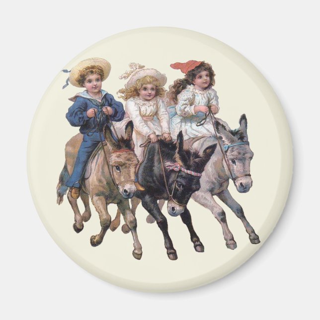 Antique horse pony children art magnet (Front)