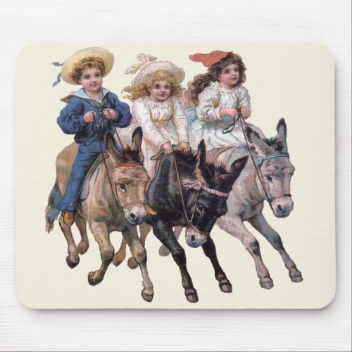 Antique horse pony children art mouse pad