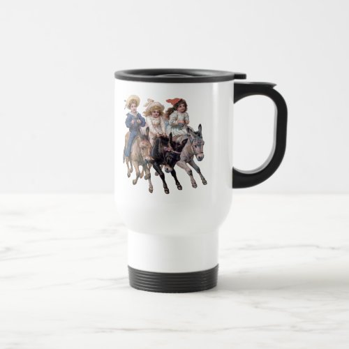 Antique horse pony children art travel mug