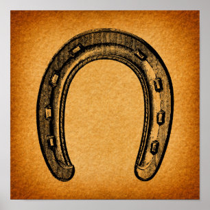 Antique Horseshoe Vintage Western Horse Shoe Poster