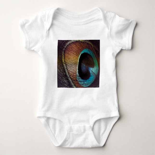 Antique Hues Peacock Feather Eye Baby Bodysuit (Front)