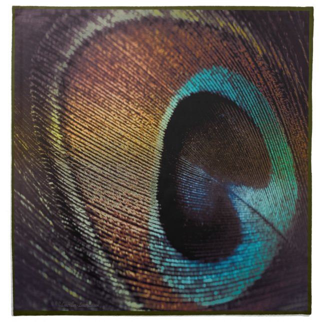 Antique Hues Peacock Feather Eye Napkin (Front)