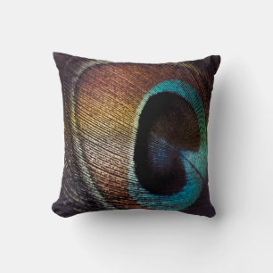 Antique Hues Peacock Feather Eye Throw Pillow
