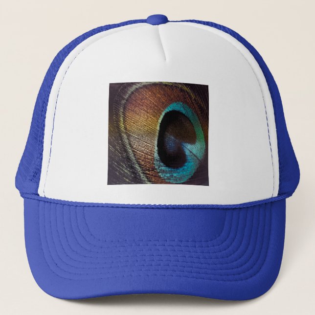 Antique Hues Peacock Feather Eye Trucker Hat (Front)