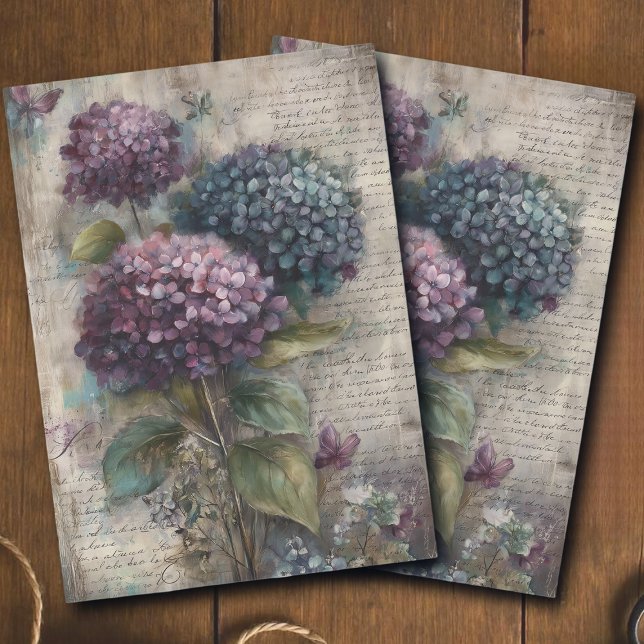 Antique Hydrangea Botanical Art Decoupage Tissue Paper (Creator Uploaded)
