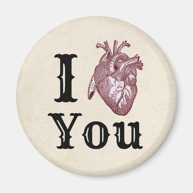 Antique I Heart You Magnet (Front)