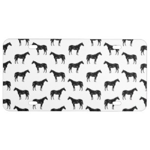 Antique Illustrated Horses CUSTOM BACKGROUND COLOR License Plate