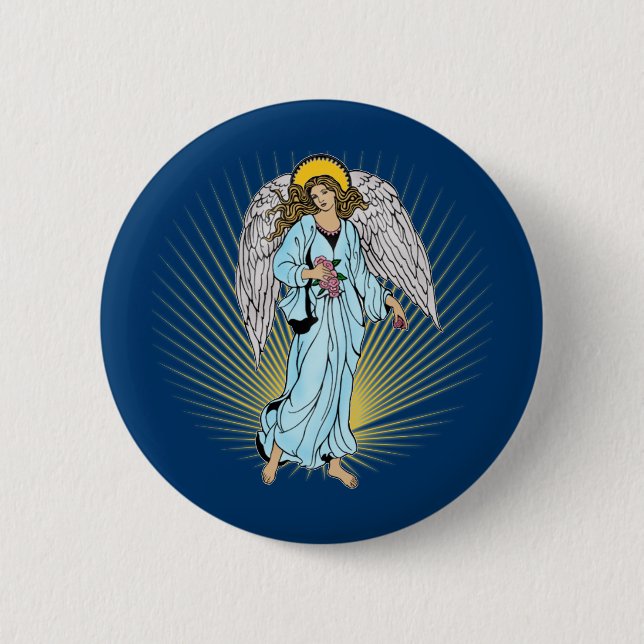 Antique Illustration of an Angel on Tshirts, Gifts Pinback Button (Front)