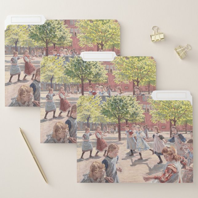 Antique Impressionist Sun Drenched Park Art File Folder (Set)