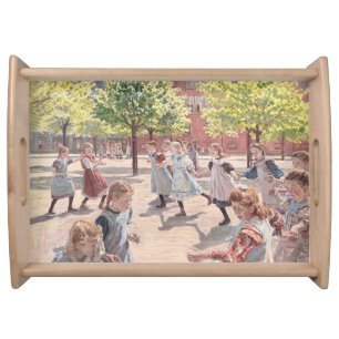 Antique Impressionist Sun Drenched Park Art Serving Tray