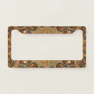 Antique Indian Boteh Pattern License Plate Frame