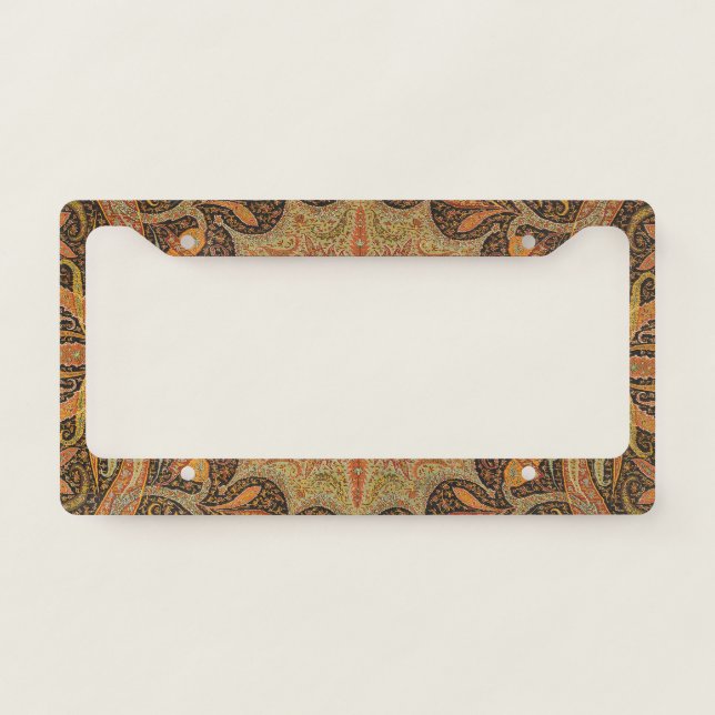 Antique Indian Boteh Pattern License Plate Frame (Front)