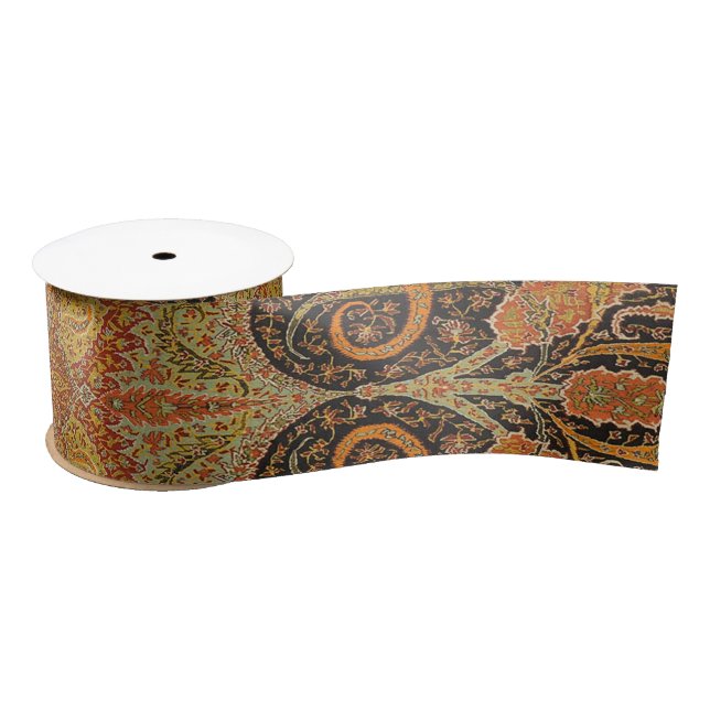 Antique Indian Boteh Pattern Satin Ribbon (Spool)