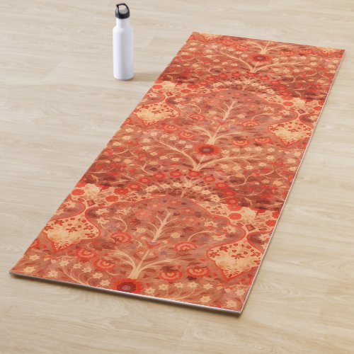 Antique  Indian  textile  design in orange Yoga Mat