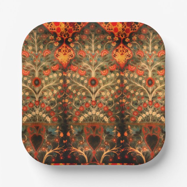 Antique  Indian  textile  design  Paper Plates (Front)