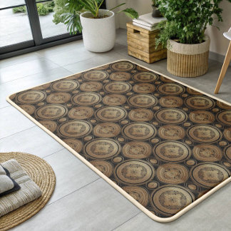 Antique-Inspired Bronze and Gold Medallion Rug