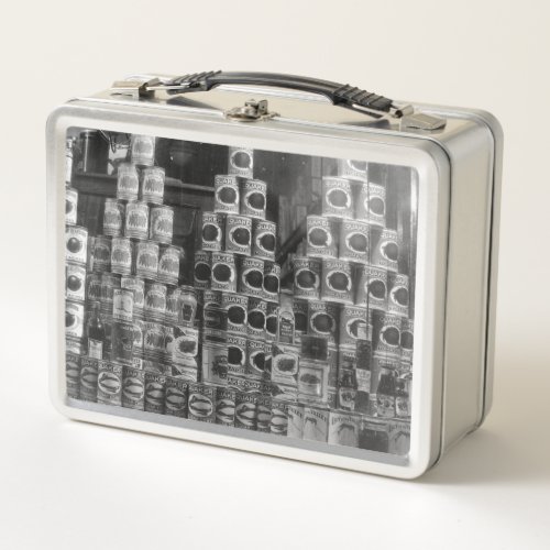 Antique Inspired Canned Vegetables Monochrome Food Metal Lunch Box