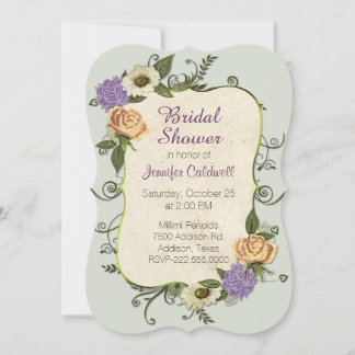 Antique Inspired Floral Bridal Shower Invitation
