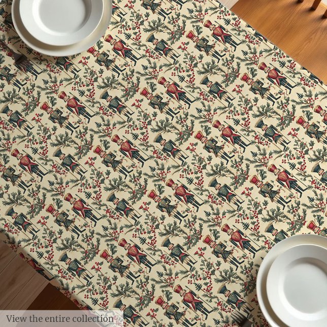Antique-inspired tablecloth vintage nutcrackers (Antique-inspired tablecloth vintage nutcrackers)