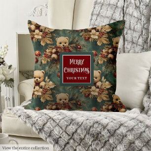 Antique-inspired vintage pillow cute teddy bears