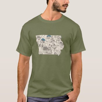 Antique Iowa Shaped Vintage Hawkeye Picture Map T-shirt by PNGDesign at Zazzle