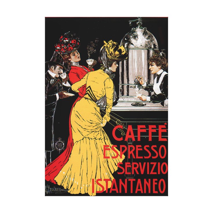 Antique Italian Coffee Bar Espresso Ad Poster Canvas Print | Zazzle