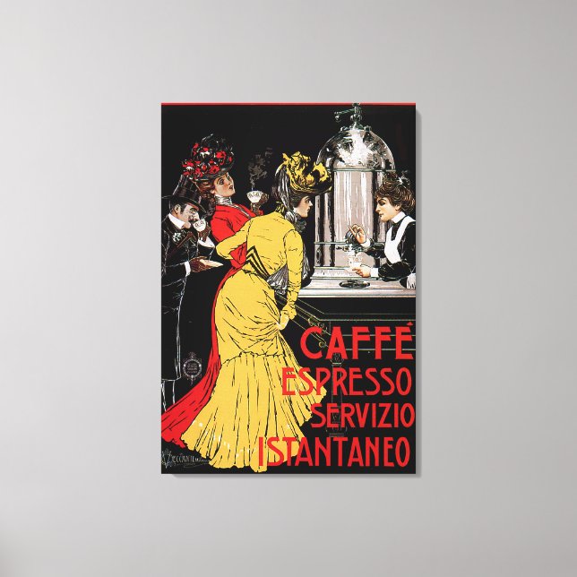 Antique Italian Coffee Bar Espresso Ad Poster Canvas Print (Front)