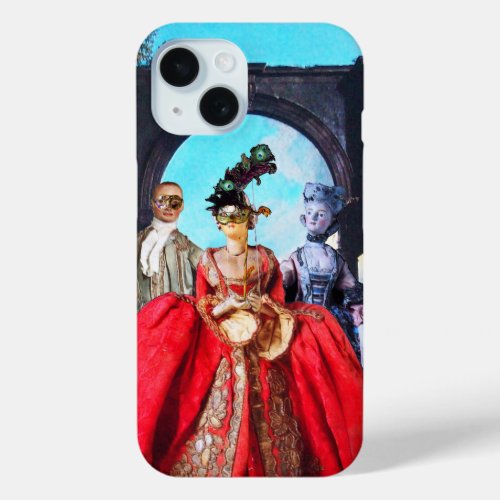 ANTIQUE ITALIAN PUPPETS AND MASKS MASQUERADE PARTY iPhone 15 CASE