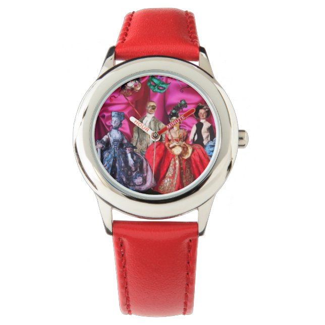 ANTIQUE ITALIAN PUPPETS AND MASKS MASQUERADE PARTY WATCH (Front)