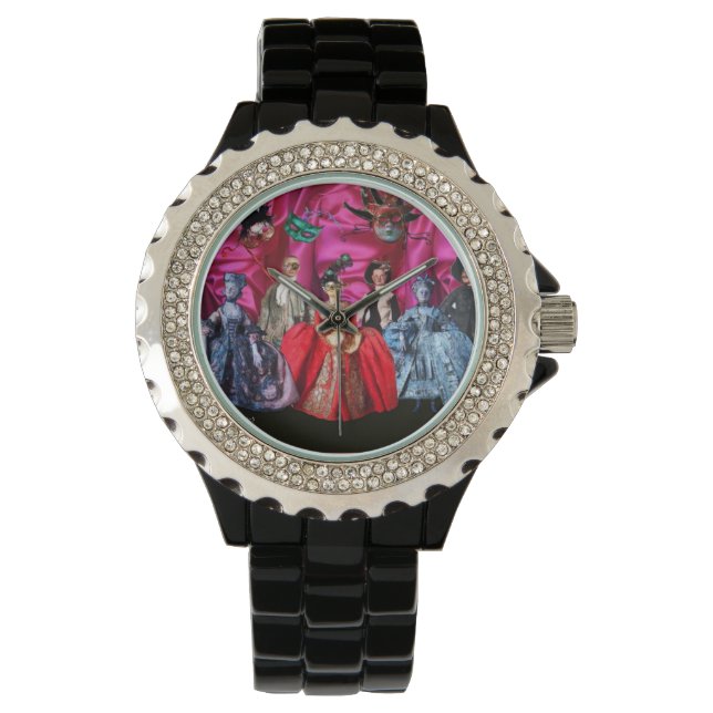 ANTIQUE ITALIAN PUPPETS AND MASKS MASQUERADE PARTY WATCH (Front)